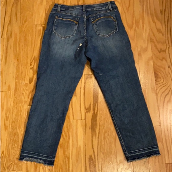 Nanette Lepore high waisted cropped distressed Mom Jeans with fringe size 12 - Picture 3 of 12